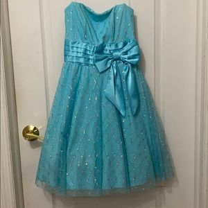 Embellished teal princess cut dress